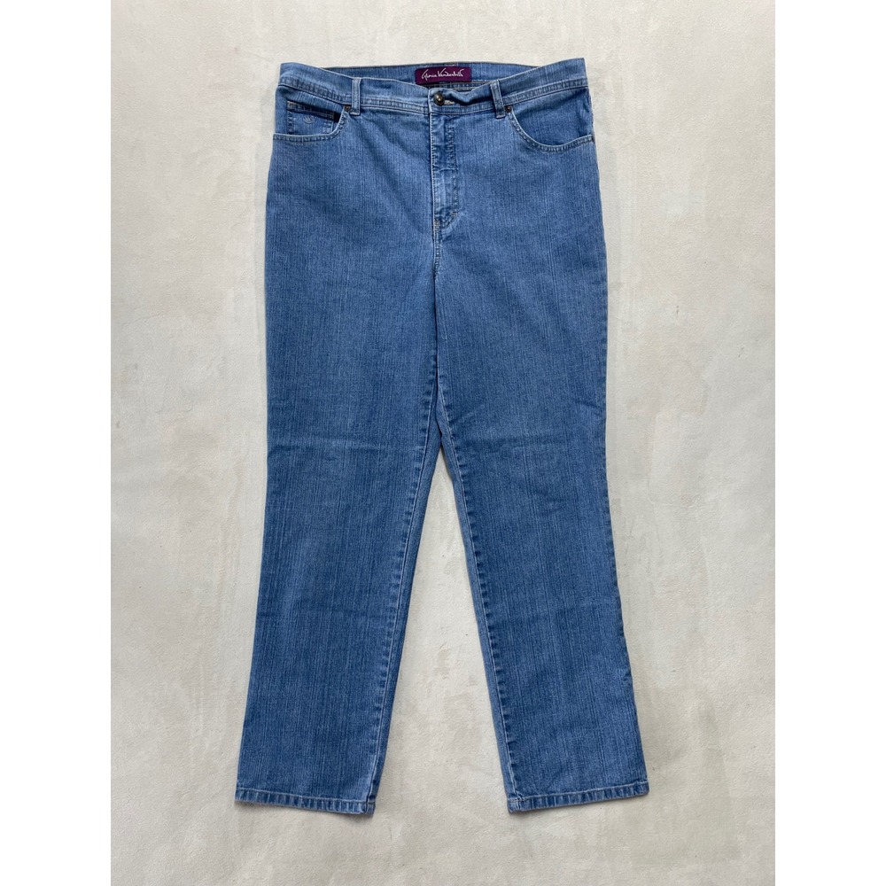 Gloria Vanderbilt Womens Amanda High Rise Straight Leg Blue Jeans Size 16 Avg